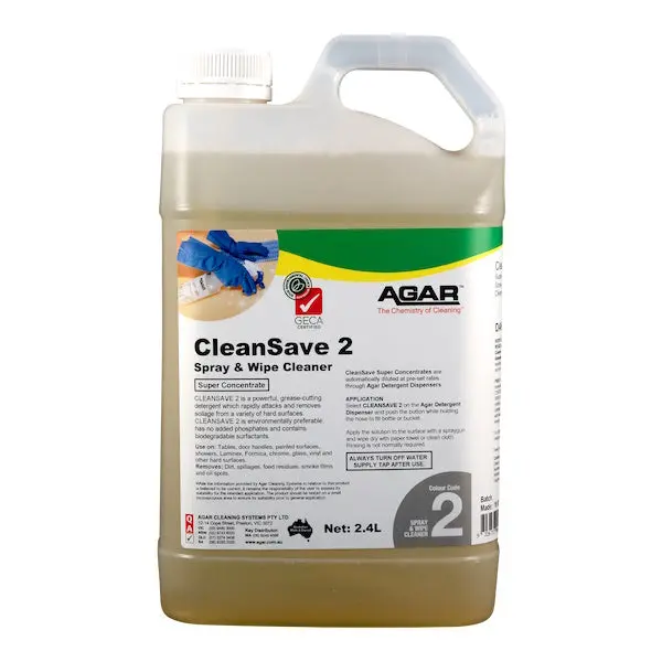 Agar CleanSave 2 Spray and Wipe Cleaner Concentrated 2.4Lt