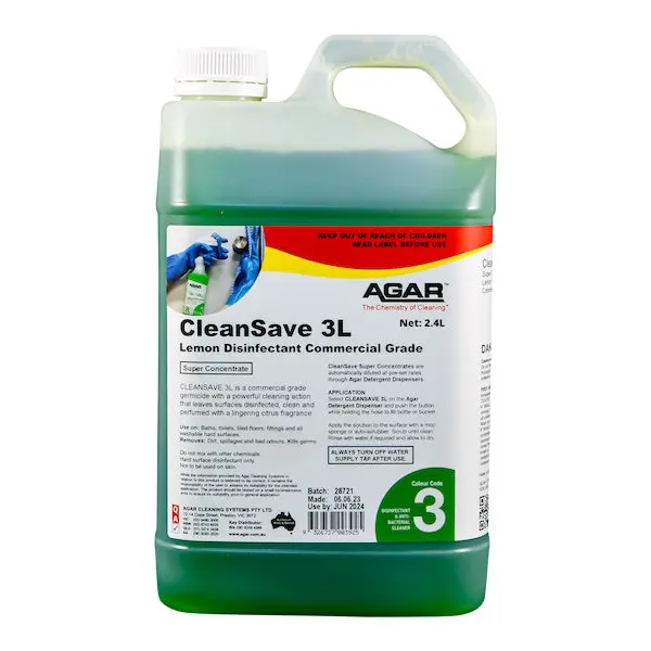 Agar CleanSave 3L Lemon Disinfectant Concentrated 2.4Lt