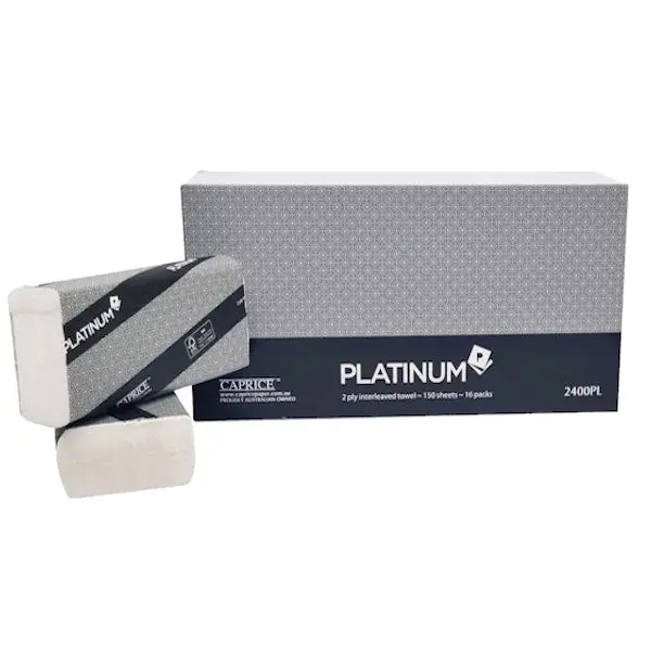 Caprice Platinum 2 Ply Interleaved Towel 24cm x 23cm | 2400 Sheets