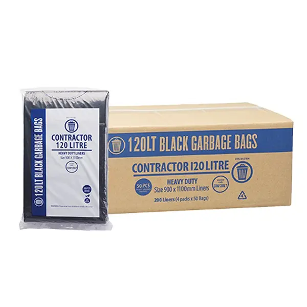Contractor 120Lt Black Bin Liners | 200 Bags