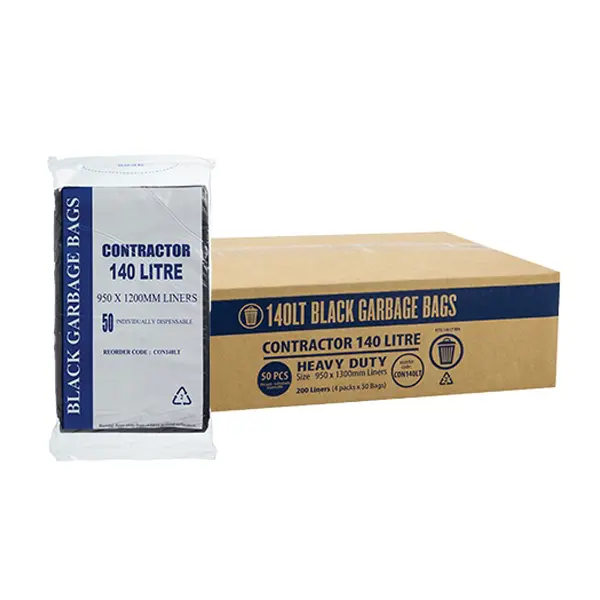 Contractor 140Lt Black Bin Liners | 200 Bags