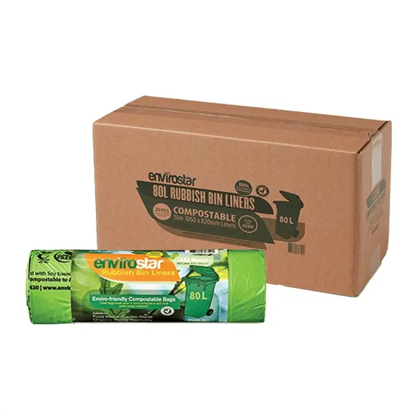 Envirostar 80Lt EHD Compostable Bin Liner 43um | 100 Bags