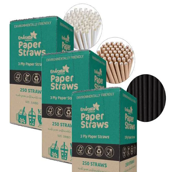 Envirostar Paper Straws Premium 3 Ply Black