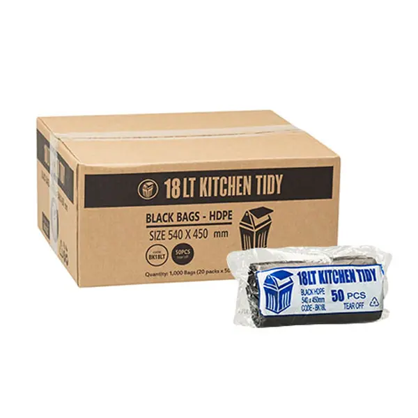 Kitchen Tidy 18Lt Black Bin Liners | 1000 Bags
