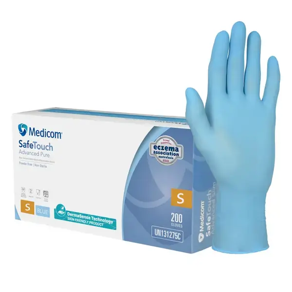Medicom SafeTouch Nitrile Disposable Gloves | Blue and Powder Free 200 Pack - Image 4