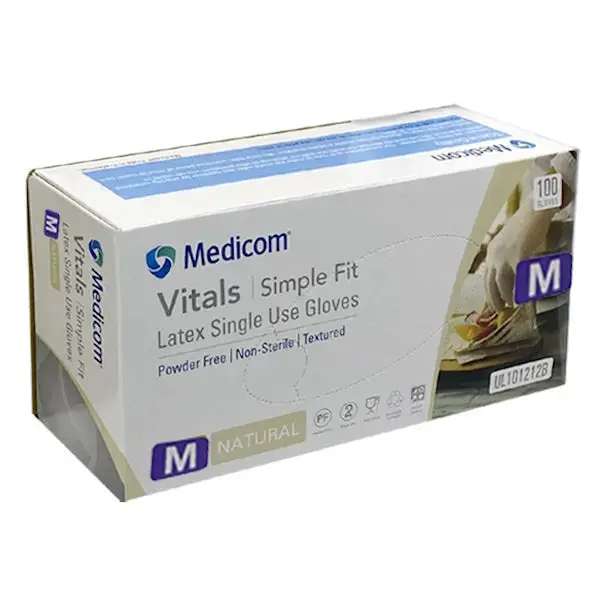 Medicom Vitals Latex Disposable Gloves | Clear and Powder Free - Image 3