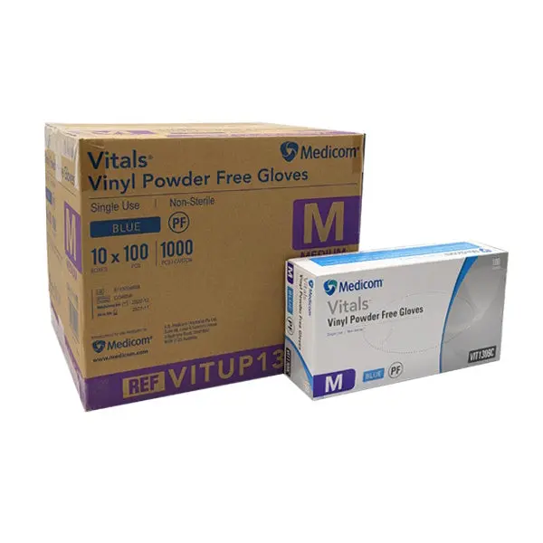 Medicom Vitals Vinyl Disposable Gloves | Blue and Powder Free - Image 6