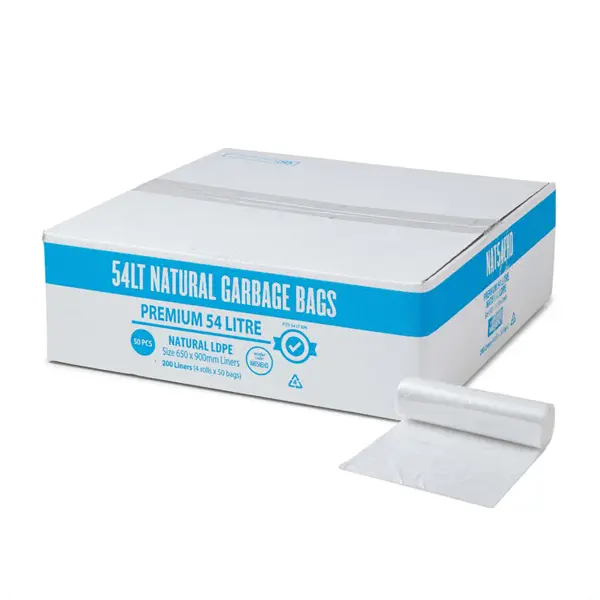 Premium Clear 54Lt EHD Rubbish Bin Liners | 200 Bags