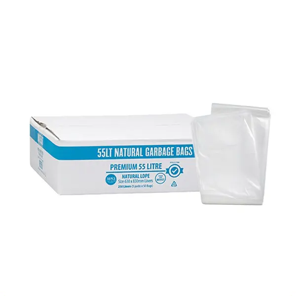 Premium Clear 55Lt Rubbish Bin Liners | 250 Bags