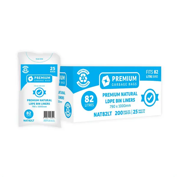Premium Clear 82Lt Rubbish Bin Liners | 200 Bags