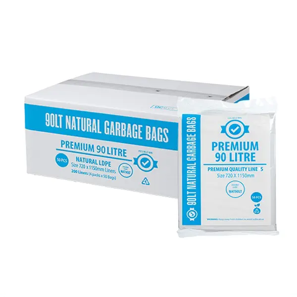 Premium Clear 90Lt Rubbish Bin Liners | 200 Bags