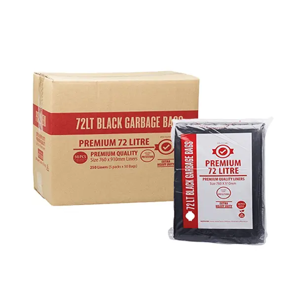 Premium Extra Heavy Duty 72Lt Black Bin Liners | 250 Bags