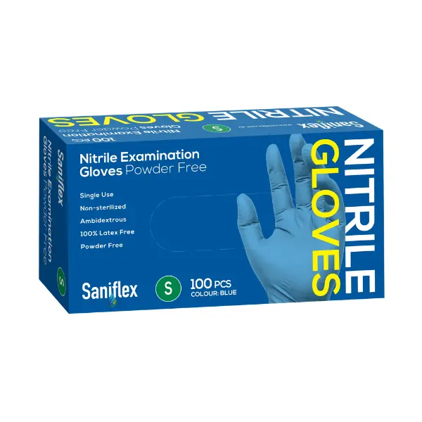 Saniflex Nitrile Disposable Gloves Blue and Powder Free - Image 2