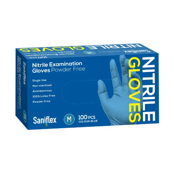Saniflex Nitrile Disposable Gloves Blue and Powder Free - Image 3
