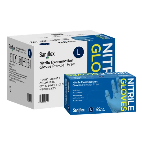 Saniflex Nitrile Disposable Gloves Blue and Powder Free - Image 9