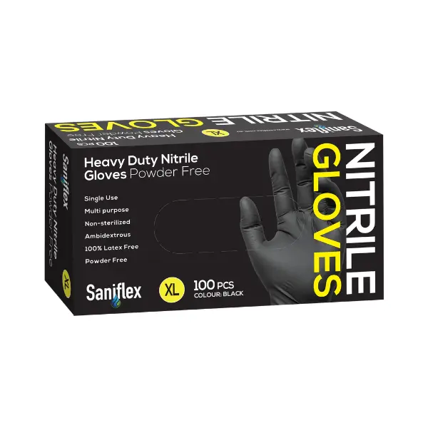 Saniflex Nitrile HD Disposable Gloves Black and Powder Free - Image 4