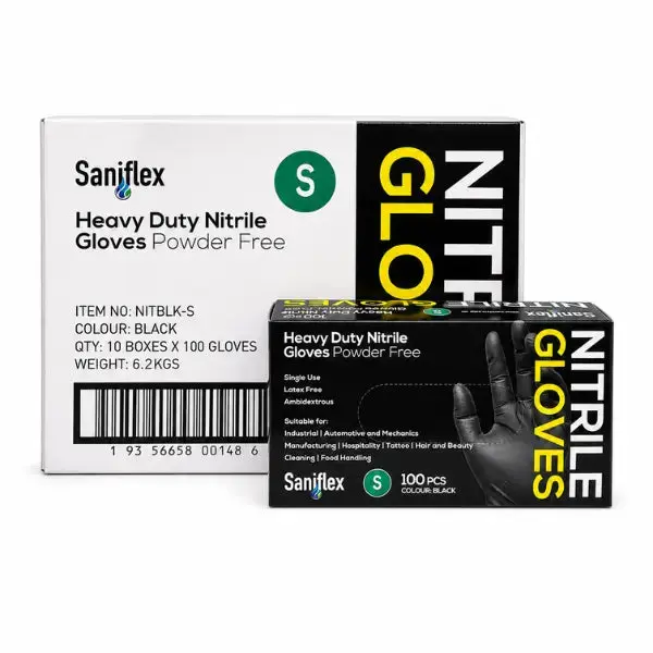 Saniflex Nitrile HD Disposable Gloves Black and Powder Free - Image 5