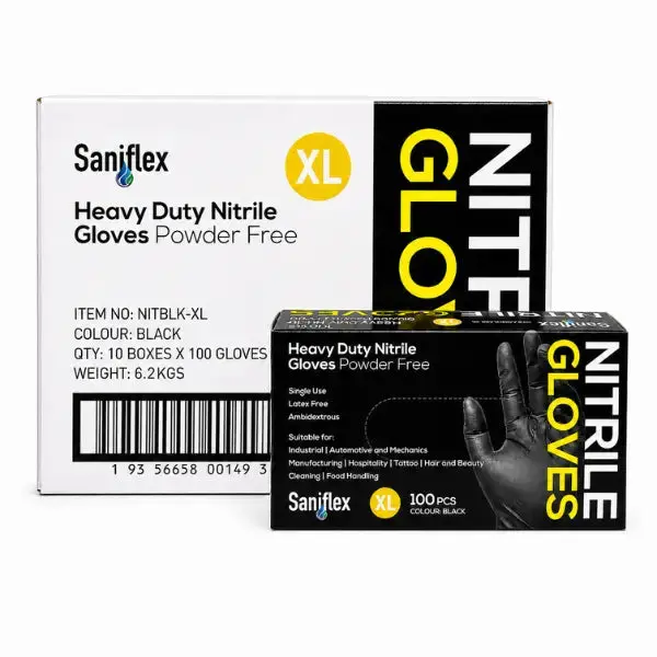Saniflex Nitrile HD Disposable Gloves Black and Powder Free - Image 8