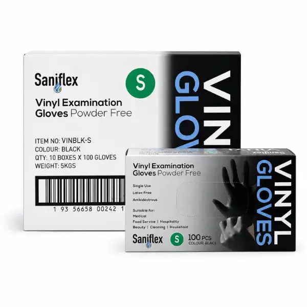 Saniflex Vinyl Disposable Gloves Black and Powder Free - Image 5