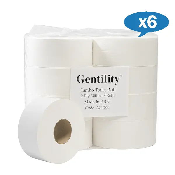 Wholesale Gentility Jumbo Toilet Paper 2Ply 8 x 300m Long